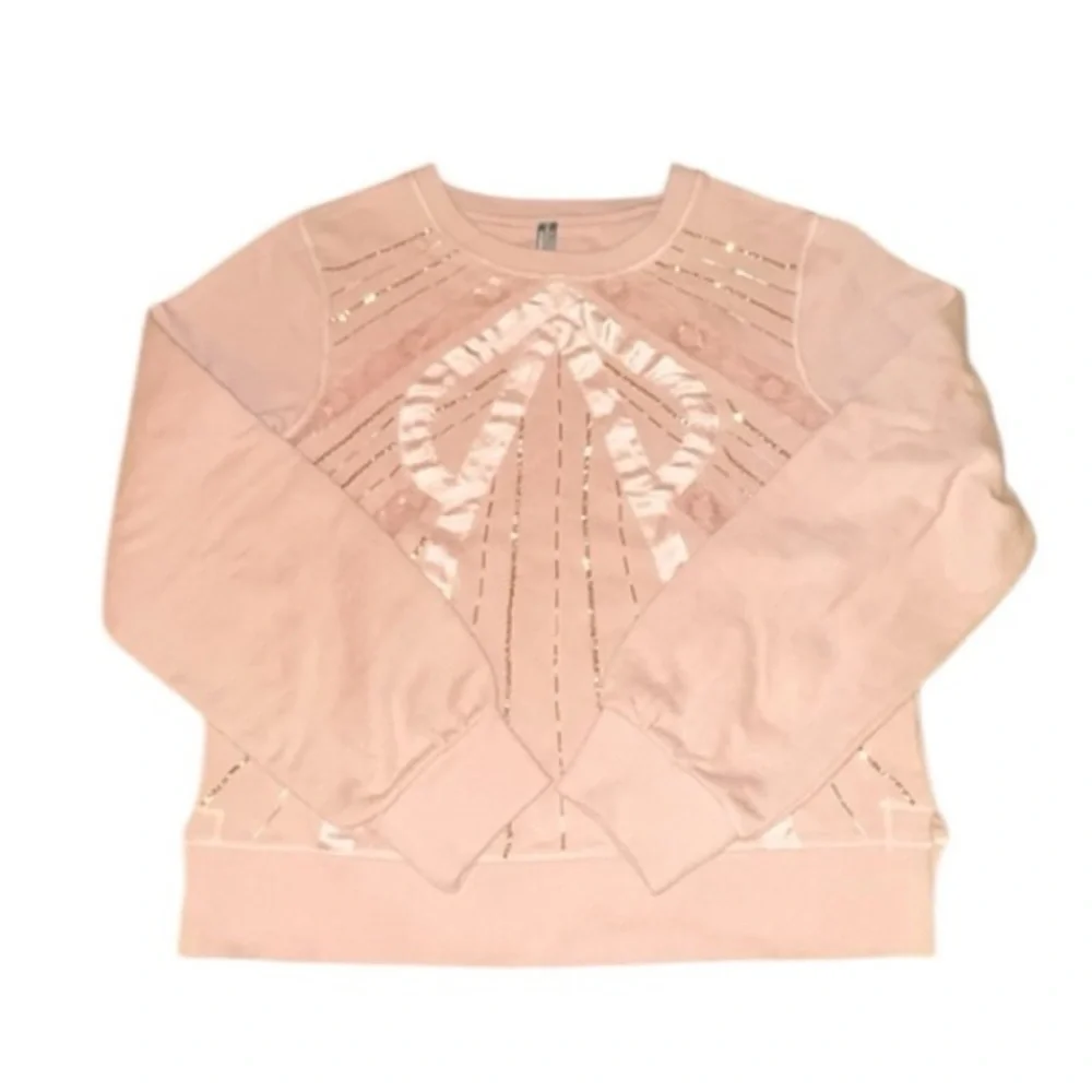 Anthropologie Beaded Bow Dusty Blush Pink Sweater Sweatshirt‎ Small